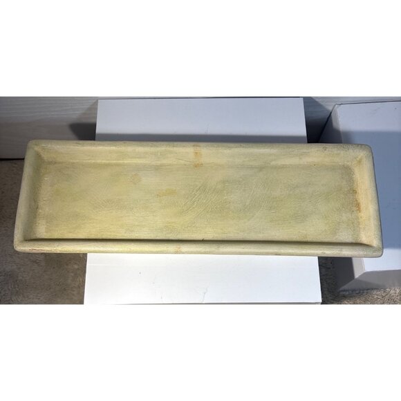 Ceramic Planter Set 4 Piece Set With Tray Featuring Floral Designs 13.5" Long - Picture 8 of 11